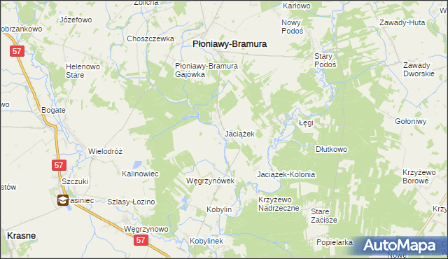 mapa Jaciążek, Jaciążek na mapie Targeo