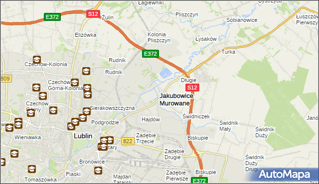 mapa Jakubowice Murowane, Jakubowice Murowane na mapie Targeo