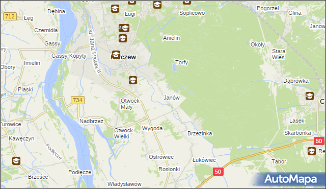 mapa Janów gmina Karczew, Janów gmina Karczew na mapie Targeo