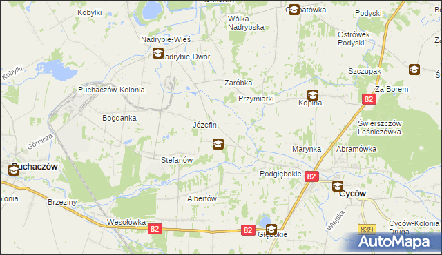 mapa Janowica gmina Cyców, Janowica gmina Cyców na mapie Targeo