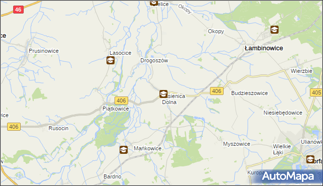 mapa Jasienica Dolna, Jasienica Dolna na mapie Targeo