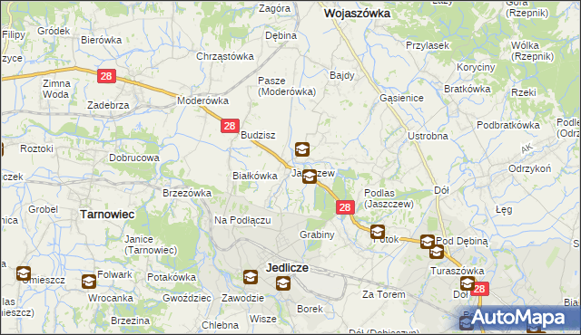 mapa Jaszczew, Jaszczew na mapie Targeo