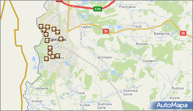 mapa Jerzmanki, Jerzmanki na mapie Targeo