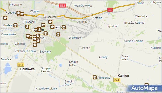 mapa Józefin gmina Kamień, Józefin gmina Kamień na mapie Targeo