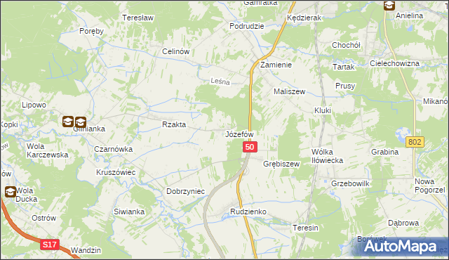 mapa Józefów gmina Mińsk Mazowiecki, Józefów gmina Mińsk Mazowiecki na mapie Targeo