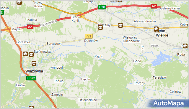 mapa Kąck, Kąck na mapie Targeo