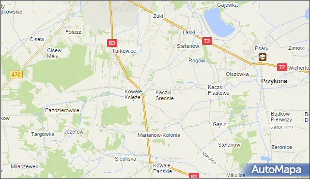 mapa Kaczki Średnie, Kaczki Średnie na mapie Targeo