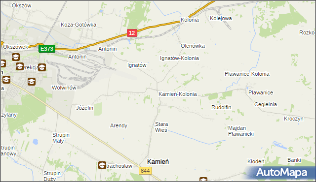 mapa Kamień-Kolonia gmina Kamień, Kamień-Kolonia gmina Kamień na mapie Targeo