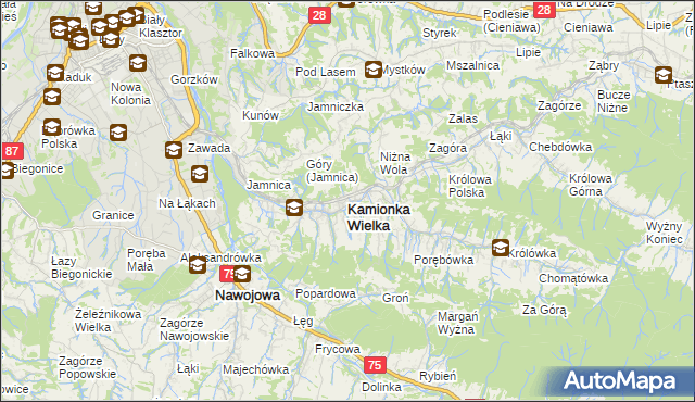 mapa Kamionka Wielka, Kamionka Wielka na mapie Targeo