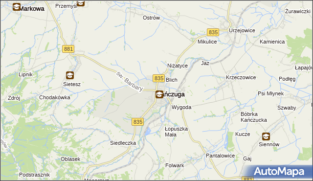 mapa Kańczuga powiat przeworski, Kańczuga powiat przeworski na mapie Targeo