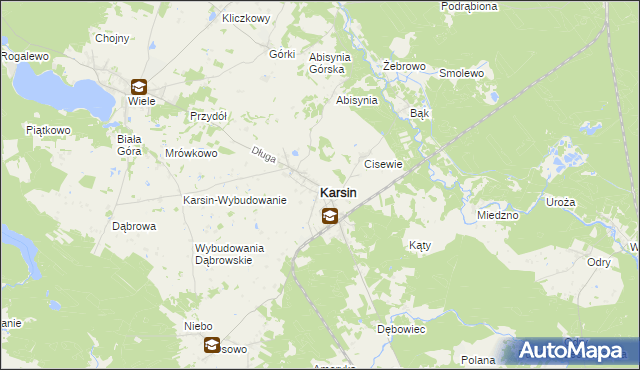 mapa Karsin powiat kościerski, Karsin powiat kościerski na mapie Targeo