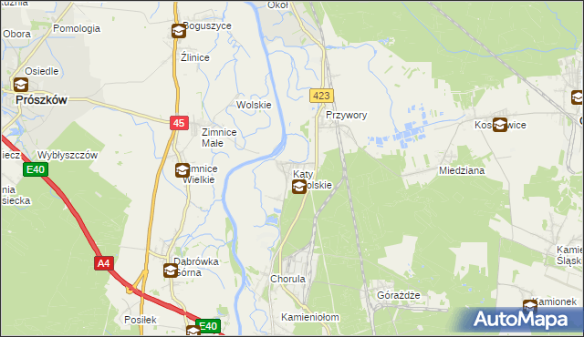 mapa Kąty Opolskie, Kąty Opolskie na mapie Targeo