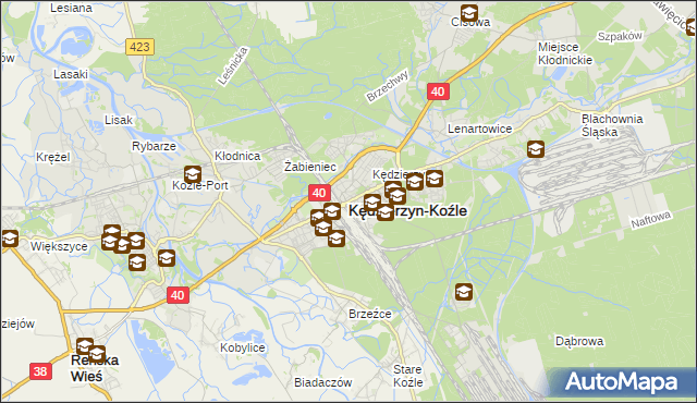 mapa Kędzierzyna-Koźle, Kędzierzyn-Koźle na mapie Targeo
