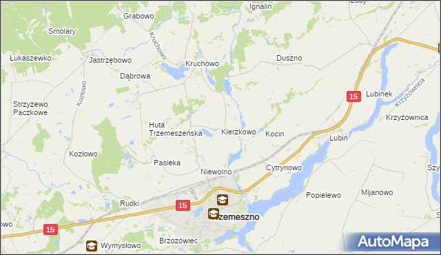 mapa Kierzkowo gmina Trzemeszno, Kierzkowo gmina Trzemeszno na mapie Targeo