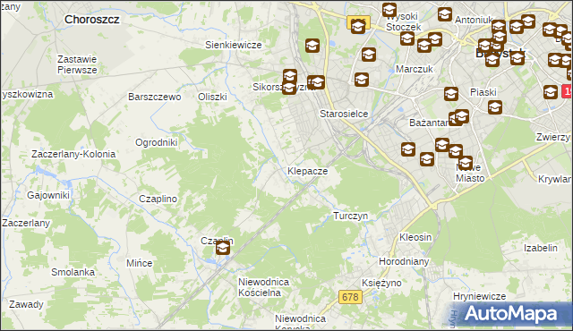 mapa Klepacze gmina Choroszcz, Klepacze gmina Choroszcz na mapie Targeo