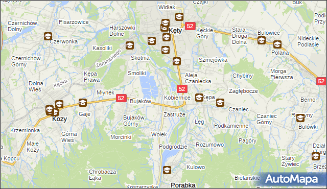 mapa Kobiernice, Kobiernice na mapie Targeo