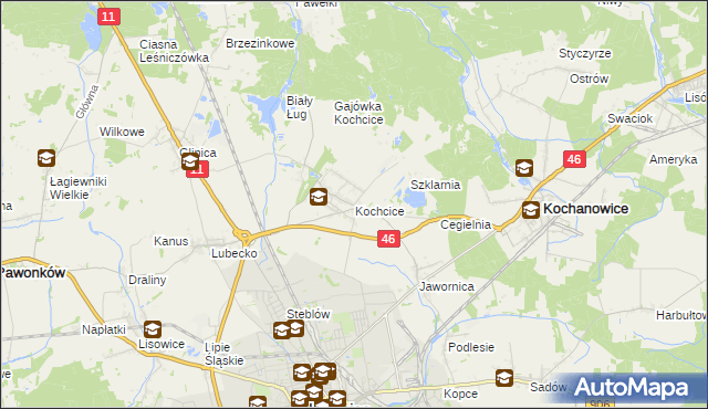 mapa Kochcice, Kochcice na mapie Targeo