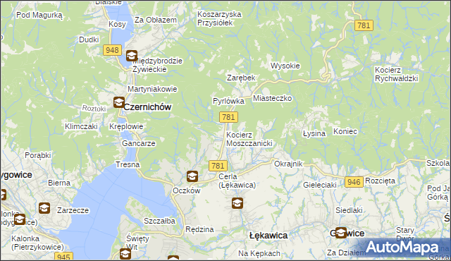 mapa Kocierz Moszczanicki, Kocierz Moszczanicki na mapie Targeo