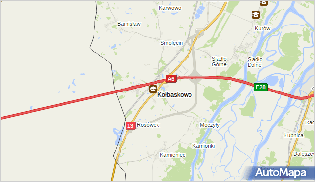 mapa Kołbaskowo, Kołbaskowo na mapie Targeo