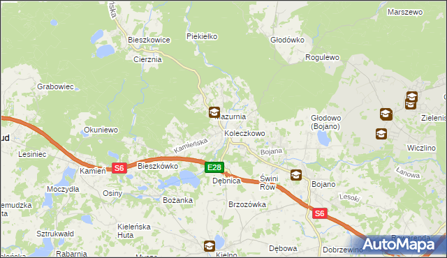 mapa Koleczkowo, Koleczkowo na mapie Targeo