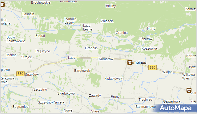 mapa Komorów gmina Kampinos, Komorów gmina Kampinos na mapie Targeo