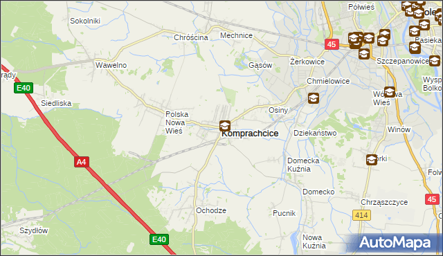 mapa Komprachcice, Komprachcice na mapie Targeo