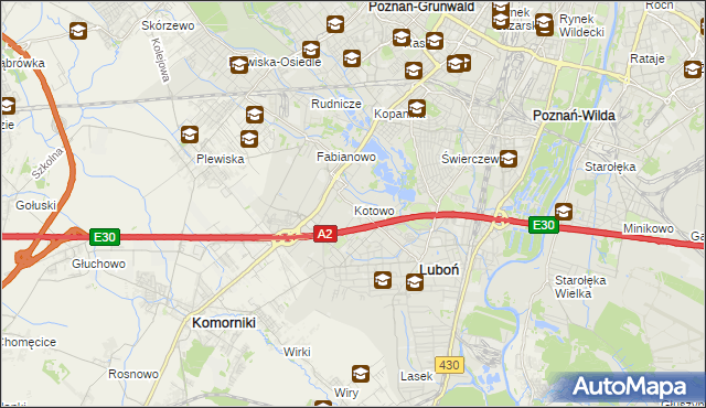 mapa Kotowo gmina Poznań, Kotowo gmina Poznań na mapie Targeo