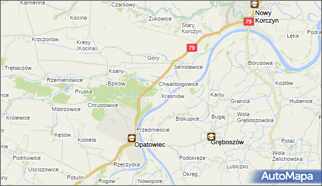 mapa Kraśniów, Kraśniów na mapie Targeo