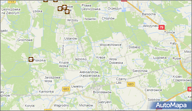 mapa Krępa gmina Prażmów, Krępa gmina Prażmów na mapie Targeo