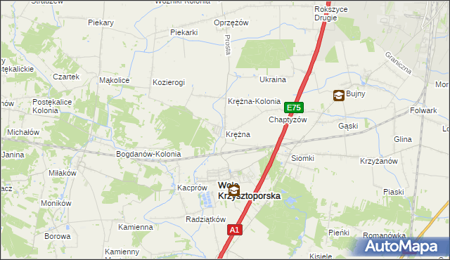 mapa Krężna, Krężna na mapie Targeo