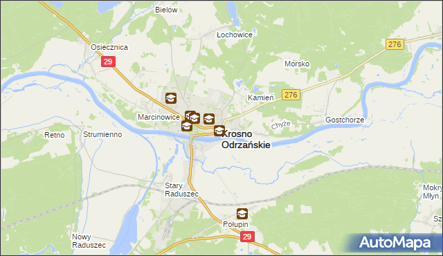 mapa Krosno Odrzańskie, Krosno Odrzańskie na mapie Targeo