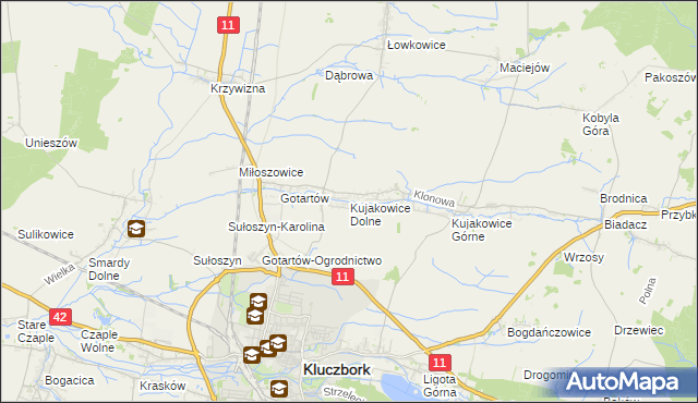 mapa Kujakowice Dolne, Kujakowice Dolne na mapie Targeo