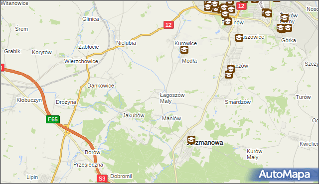 mapa Łagoszów Mały, Łagoszów Mały na mapie Targeo