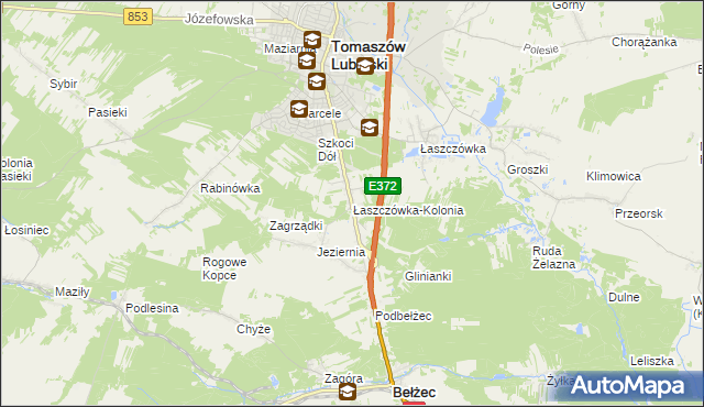 mapa Łaszczówka-Kolonia, Łaszczówka-Kolonia na mapie Targeo