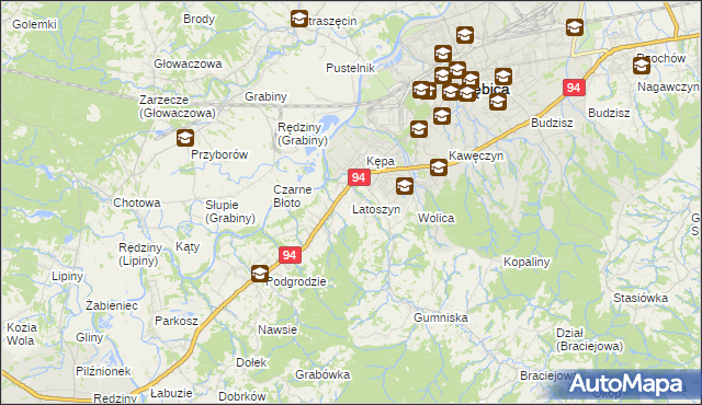 mapa Latoszyn, Latoszyn na mapie Targeo