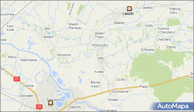mapa Łazy gmina Radymno, Łazy gmina Radymno na mapie Targeo
