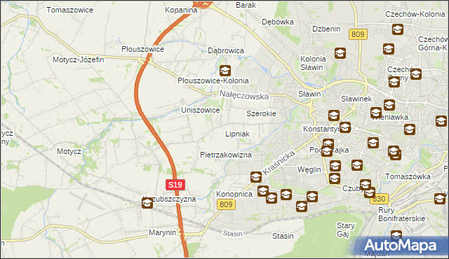 mapa Lipniak gmina Konopnica, Lipniak gmina Konopnica na mapie Targeo