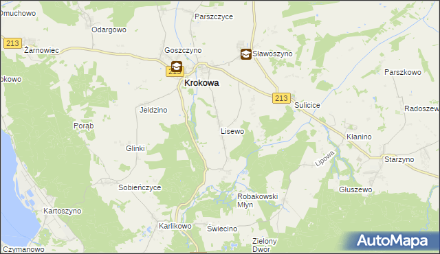 mapa Lisewo gmina Krokowa, Lisewo gmina Krokowa na mapie Targeo