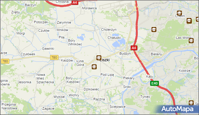 mapa Liszki powiat krakowski, Liszki powiat krakowski na mapie Targeo