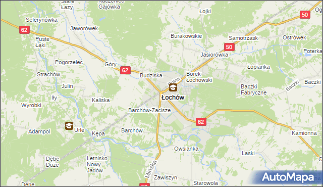 mapa Łochów powiat węgrowski, Łochów powiat węgrowski na mapie Targeo