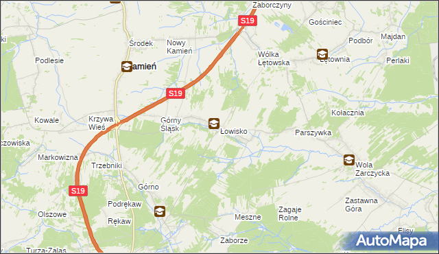 mapa Łowisko, Łowisko na mapie Targeo