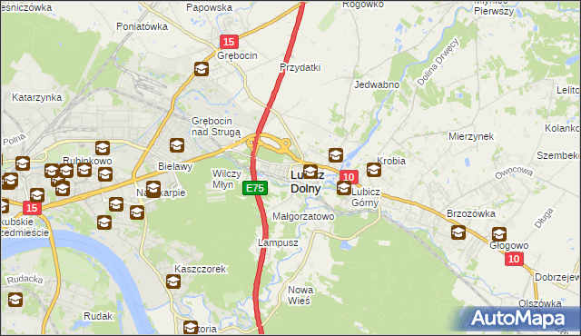 mapa Lubicz Dolny, Lubicz Dolny na mapie Targeo