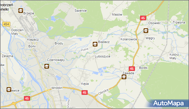 mapa Luboszyce gmina Łubniany, Luboszyce gmina Łubniany na mapie Targeo