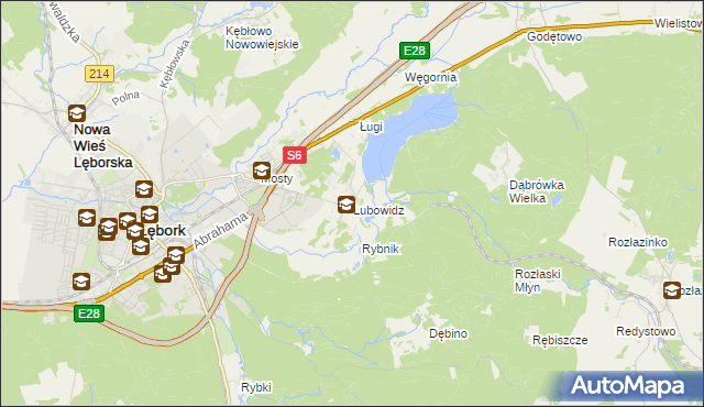 mapa Lubowidz gmina Nowa Wieś Lęborska, Lubowidz gmina Nowa Wieś Lęborska na mapie Targeo