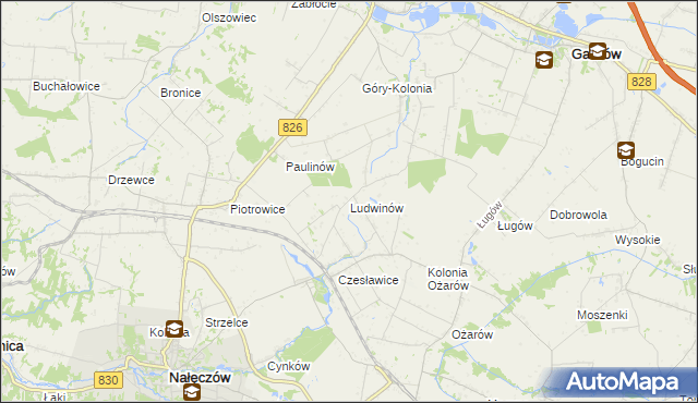 mapa Ludwinów gmina Nałęczów, Ludwinów gmina Nałęczów na mapie Targeo