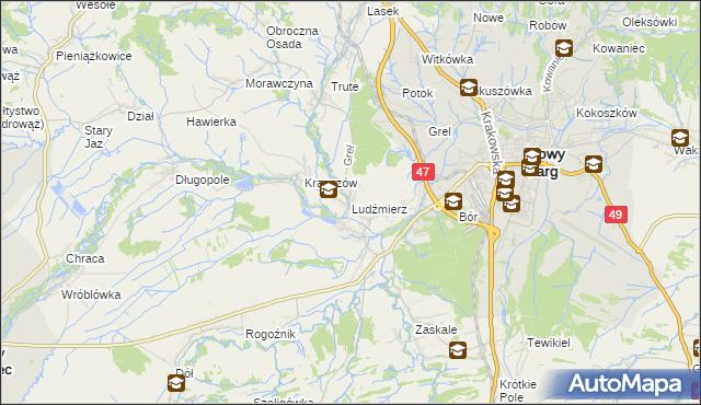 mapa Ludźmierz, Ludźmierz na mapie Targeo