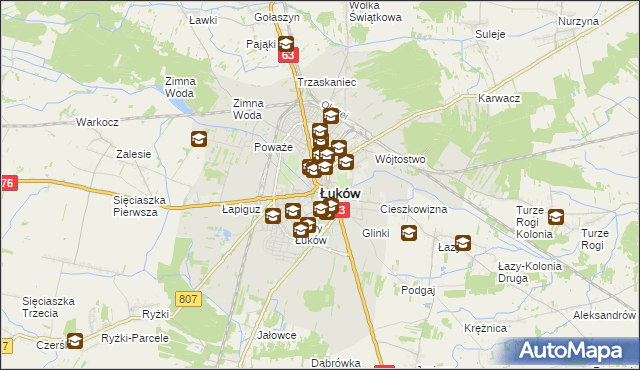mapa Łuków, Łuków na mapie Targeo