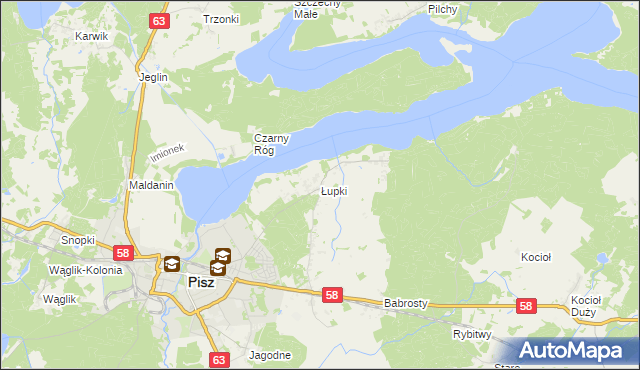 mapa Łupki gmina Pisz, Łupki gmina Pisz na mapie Targeo