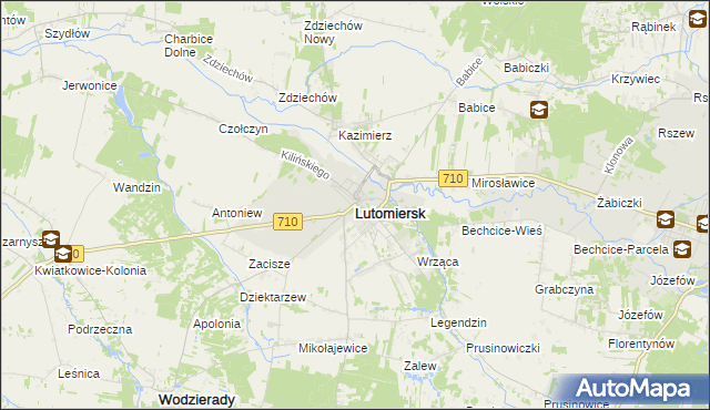 mapa Lutomiersk, Lutomiersk na mapie Targeo