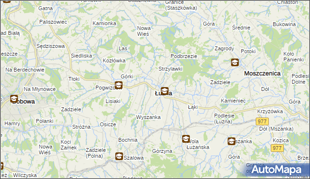 mapa Łużna, Łużna na mapie Targeo